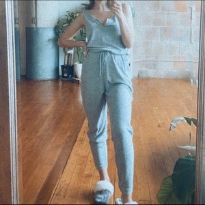 RIBBED SWEAT PANT JUMPSUIT